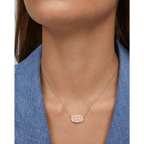 Kendra Scott Elisa Gold Pendant Necklace - OS Rose Quartz - Picture 1 of 5